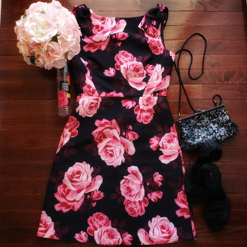 Kate Spade | Floral Sleeveless Dress | Black, Pink - Picture 2 of 8